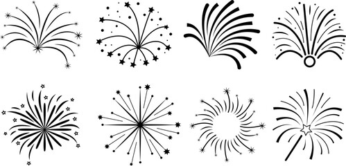 Simple black and white fireworks collection.