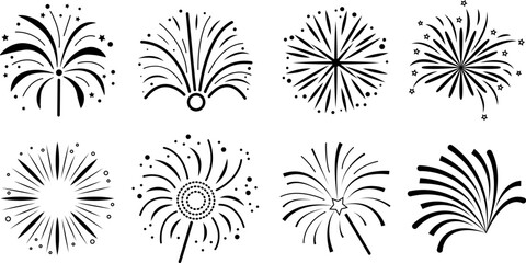 Simple black and white fireworks collection.