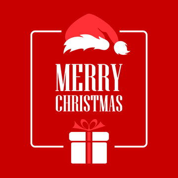 Merry Christmas greeting card design, vector cartoon