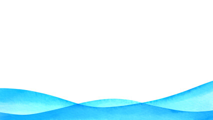 柔らかい曲線の青いフレーム背景。水彩風背景透過フレームイラスト。