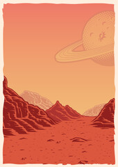Vintage poster with martian landscape © Harry Kasyanov