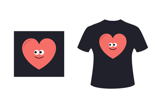 I love you, cute heart face t shirt design, t shirt vector template.
