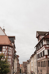 Fototapeta na wymiar Traditional European old town building. Old historic architecture in Nuremberg, Germany