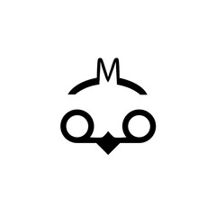Bird face logo. black isolated in white background.