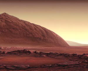 Fototapeta na wymiar 火星の巨大丘陵