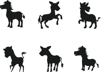 Zebra collection for kids isolated vector Silhouette