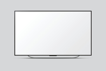 4K TV flat screen lcd or oled, plasma, realistic illustration, blank monitor mockup. wide flatscreen monitor
