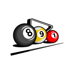 vector illustration of billiard ball logo on white background - obrazy, fototapety, plakaty