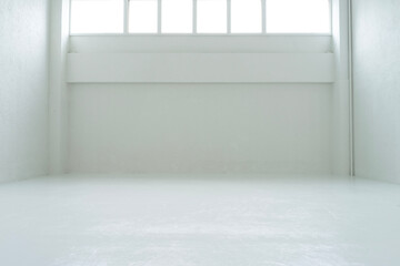白い部屋,無機質な部屋,無機質な部屋の窓、空っぽの部屋