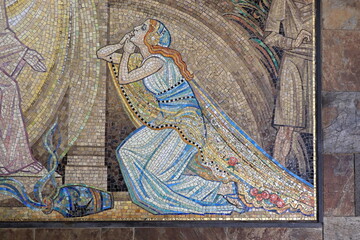 Amsterdam Kalverstraat Street Church Entrance Mosaic Detail Depicting Mary Magdalene, Netherlands
