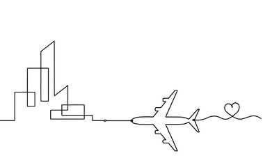 Obraz premium Abstract architecture with hand as continuous lines drawing on white background. Vector