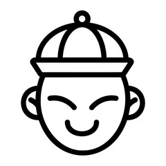 chinese boy line icon