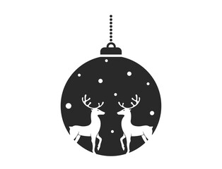 Christmas ball with two deers. vector element for Christmas, New Year and winter design