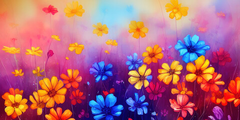 Fototapeta na wymiar colorful vintage organic flower background. abstract botanical flowers wallpaper.