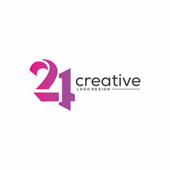  21 or 24 Number Typography with Simple Creative and Modern Minimalist Style | for Anniversary Logo, Business, Technology | Vector Eps 10