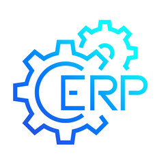 ERP, enterprise resource planning icon with gears