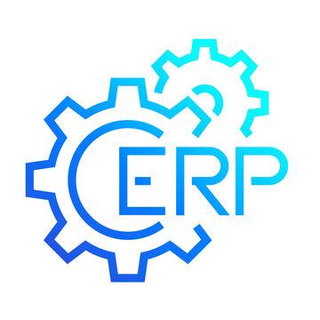 ERP, Enterprise Resource Planning Icon With Gears