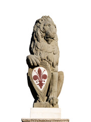 Lion Marzocco is a symbol of the florentine army, it is a work by Donatello Risale sculpted in...