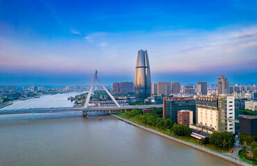 Obraz premium Urban environment of Sanjiangkou, Ningbo, Zhejiang province, China