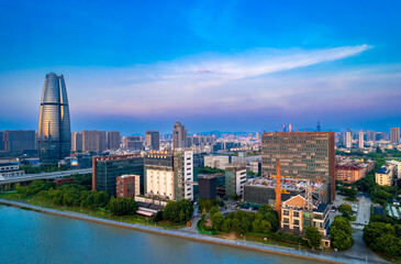 Fototapeta na wymiar Urban environment of Sanjiangkou, Ningbo, Zhejiang province, China