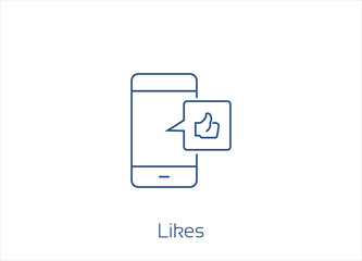 Social Networks Related, Mobile Like, Outline Vector Icon Design- Editable Stroke