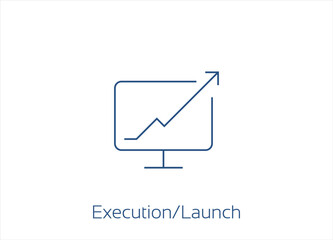 Monitor and chart as a symbol of business growth. Concept of success, Launch, Execution Vector Icon Design- Editable Stroke