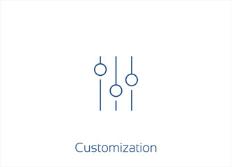 Customization, Equalizer, Configure, Preferences, Customise, Edit Vector Icon Design- Editable Stroke
