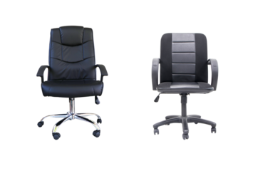 Office chair. Front photo Chair structure empty swivel for office and player from vertical with leather seat for supporting the structure of the body. 