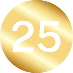 Gold Number Twenty Five in Circle