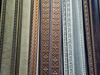 various models of wood trim with carving styles.  wood trim for the molding panels and ceiling trim