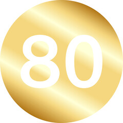 Gold Number Eighty in Circle