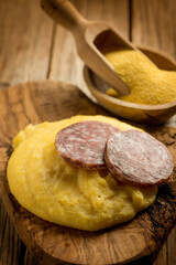 polenta with salami, traditional italian recipe