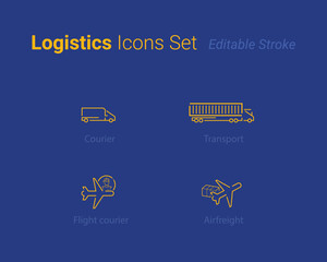Supply Chain Line Icons set. Premium quality graphic design. Modern signs, outline symbols collection, simple thin line icons set for websites, web design, mobile app, infographics- Editable Stroke