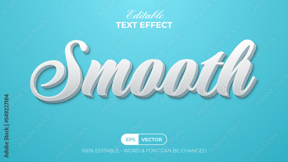 Poster smooth text effect white style. editable text effect.