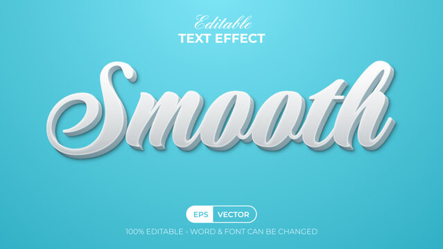 Smooth text effect white style. Editable text effect.