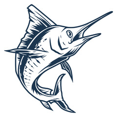 Atlantic marlin monochrome detailed logotype