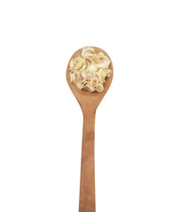 Fresh lemongrass slices top view in a brown wooden spoon , flat lay. Famous ingredient in asia kitchen. Herbs are popular in Thailand and then It is a food ingredient in Thailand