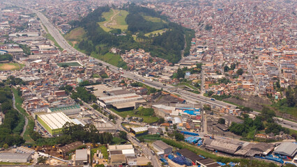 BRAZIL SAO PAULO NOVEMBER 23, 2022 Aerial view of the city of Guarulhos