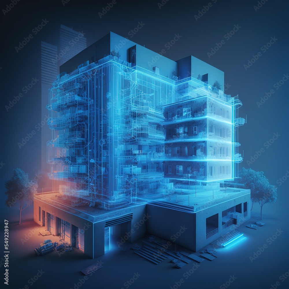 Leinwandbilder modern smart home, against the background high-rise buildings. development architecture computer sys