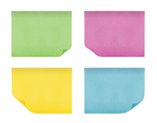 realistic sticky notes on transparent background, extracted, isolated, png file