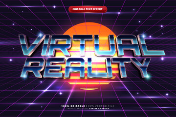 Retro Sci-Fi Futuristic 80s Editable Text Effect. Virtual Reality Tech