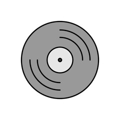 Vinyl record, lp record vector grayscale icon