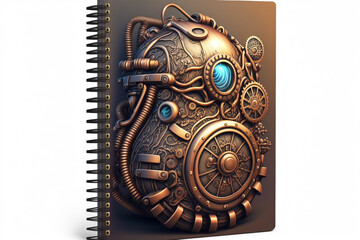 Notebook with intricate design on cover. Isolated, Copy Space