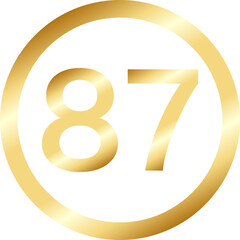 Gold Number Eighty Seven in Circle