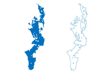 Lake Lovozero (Russia, Russian Federation, Murmansk Oblast) map vector illustration, scribble sketch Luujärvi map