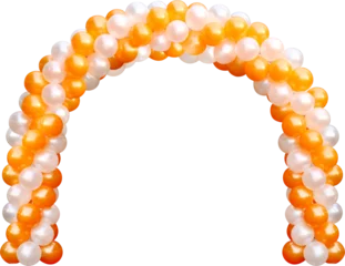 Poster balloon arch, orange balloons for decorate the arch of event © cgdeaw