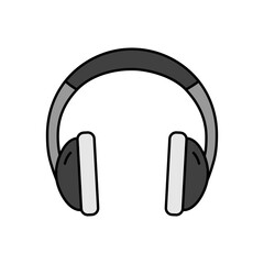 Fototapeta na wymiar Headphones vector grayscale icon. Music sign