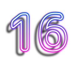 Fototapeta premium Glowing Neon Number Sixteen