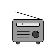 Retro radio vector grayscale icon