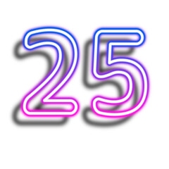 Glowing Neon Number Twenty Five